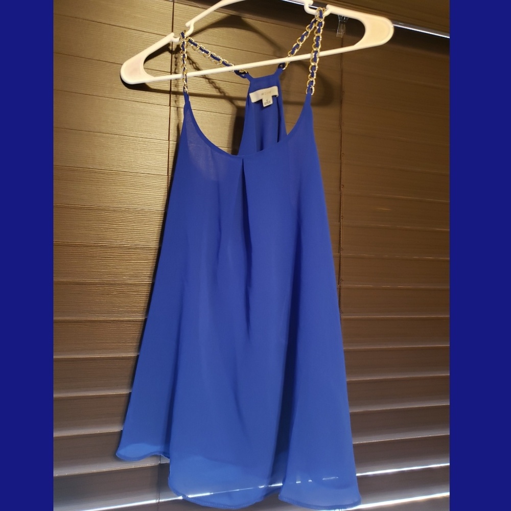 Blue chiffon racerback top